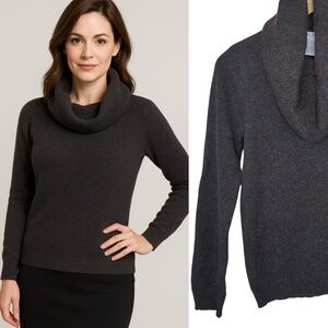 Women’s Grey Wool Cashmere Cowl Neck Sweater